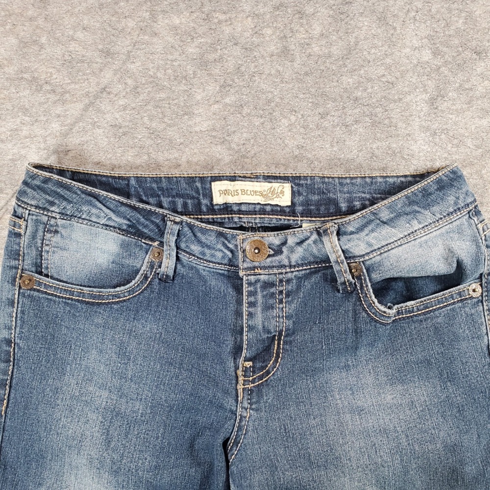 Paris Blues Women Blue Flare Leg Jeans Mid Rise Y2K Faded Denim Size 9 GLC20222 - Picture 2 of 8